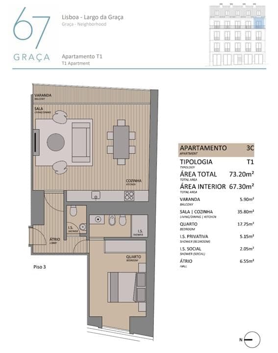Apartamento T1 com vista, Graça, Lisboa - Imagem 21